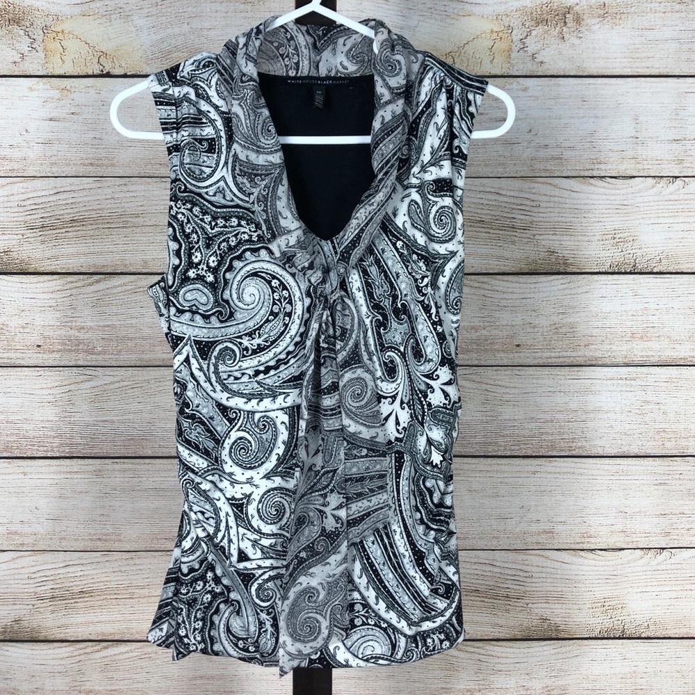 🌻 WHBM Paisley printed Sleeveless tie neck blouse - Picture 5 of 10